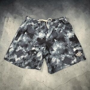 PacSun Swim Trunks Mens XL Black White Tie Dye Cloud Print Mesh Lined Shorts